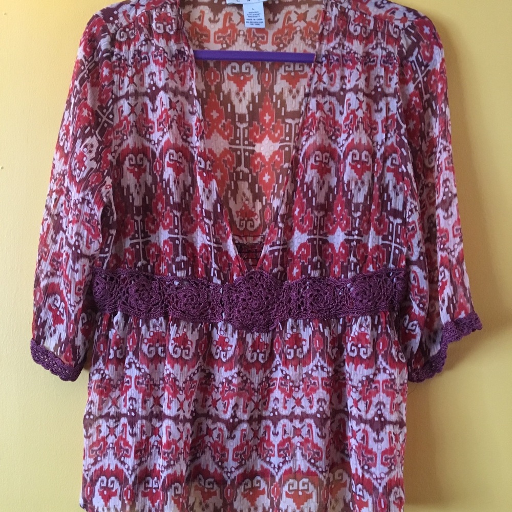 Gorgeous sheer v-neck blouse!